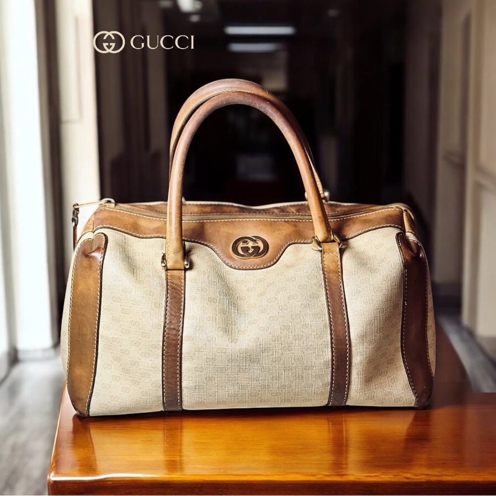 Gucci Tan and Brown Tote Bag
